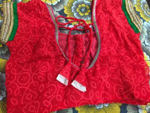 Red Pink Mix Colour Saree