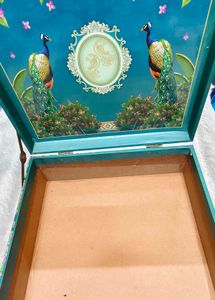 Desi Traditional Peacock Print Suitcase Box