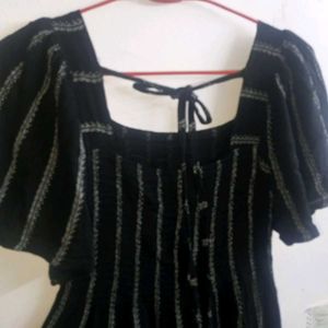 Black Flare Square Neck Dress