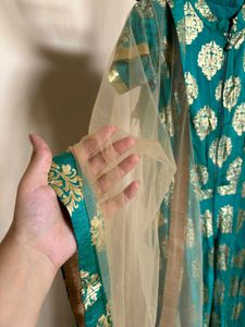 Beautiful Sea Green Gown With Dupatta
