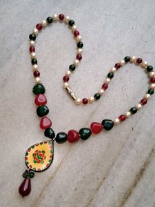 Vintage Beaded Pendant Necklace(Reversible)
