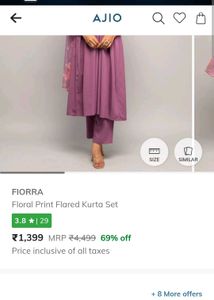 Fiorra Purple Ethnic Kurta Set