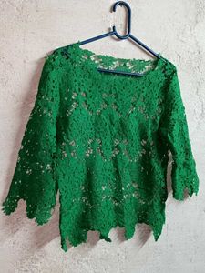 See-through Lace Crop Top Green 💚