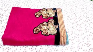 Elegant Pink Embroidered Saree