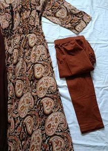 Unused Brown Anarkali Kurta Set