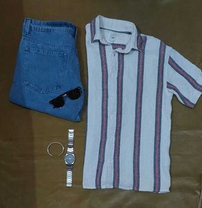 Powerlook Oversized Striped Shirt For Men