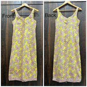 Yellow Paisley Print Pure Cotton Kurta Set