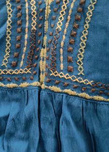 Embroidered Teal Tunic top