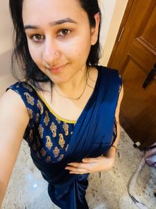 Elegant Navy Blue Satin Saree🧿