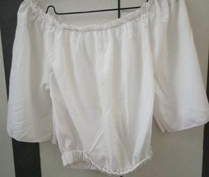White Off-Shoulder Crop Top