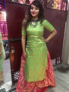 Ethnic Green Color Straight Kurta With  Latkans