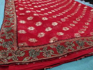 Full Work Red Saree For Women