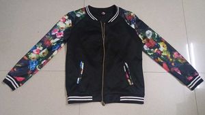 Floral Sleeve Bomber Jacket