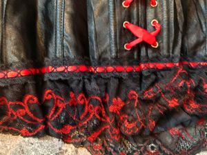 Black and Red Lace Gothic Bow detail Corset