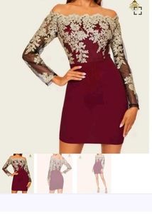 Off-Shoulder Sheer Sleeve Dress