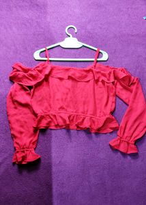Red Ruffle Blouse