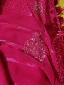 Blood Red Designer Chiffon Saree