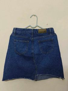 Distressed Denim Mini Skirt