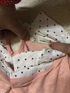 Peach Top with Polka Dots