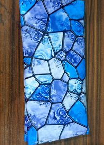 Floral Print Blue Clutch .