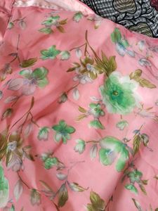 New Light Pink Floral Full Flair Skirt