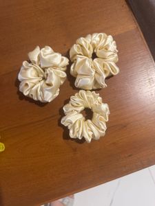 Satin Hair Scrunchies - Set of 3