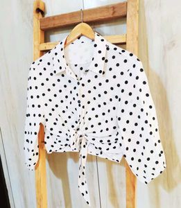Offwhite Polica Design Crop Shirt Size-28-30- S