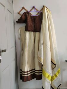 Stitched Tissue Dhavani Set