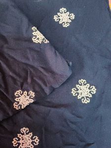 Embroidered Navy Tunic Top