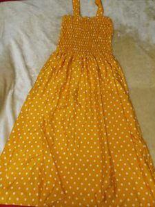 Yellow Polka Dot Smocked Dress