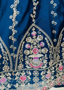 Elegant Embroidered Navy Blue Dress