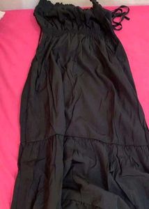 Black Summer Tie Up Dress