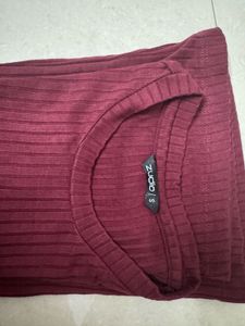 Burgundy Ribbed Dress