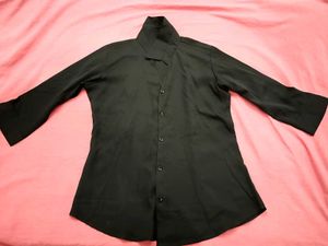 Black Button-Down Top