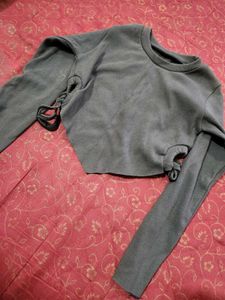 Gray Crop Top