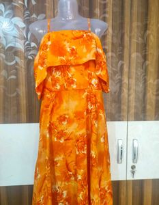 Orange Floral Dress