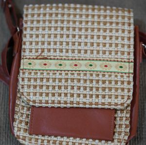 Jute Lather Mobile Sling Bags