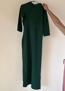 Green High Neck and Slit Straight Kurti