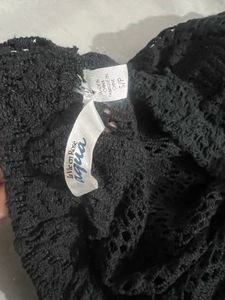 Black Crochet Cover Up Romper Beachwear
