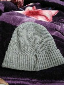 Gray Knit Beanie Hat