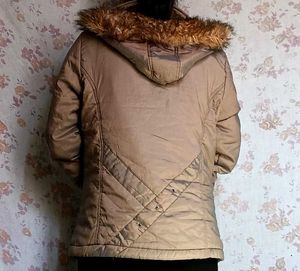 Brown Fur Hooded Coat