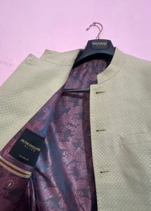 Beige Mandarin Collar Blazer