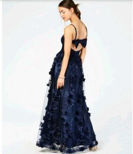 Navy Blue Floral Gown