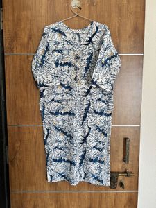 Elegant Navy Blue  Kurti with Mirror Work Neck