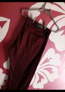 Burgundy Checkered Pants
