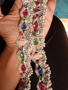 Silver Pleated Anklets