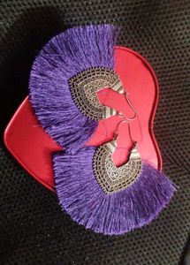 Purple And Black Tassel Earrings