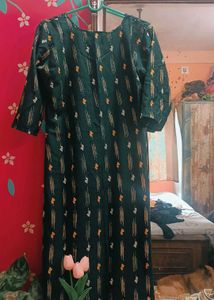 Green Printed Kurti Dress