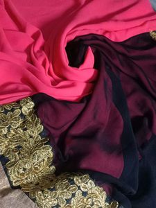 Pink And Black Combination Saree