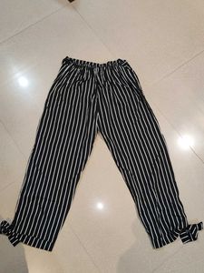 Striped Tie-Cuff Pants